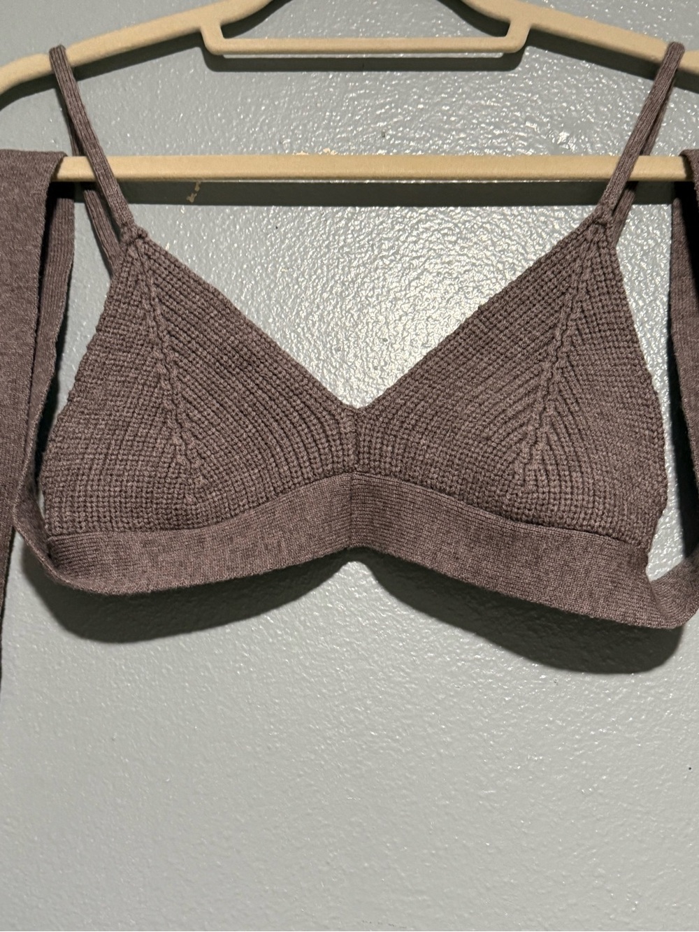 For Love And Lemons Knit Triangle Bralette in Mauve Brown/purple ish size M